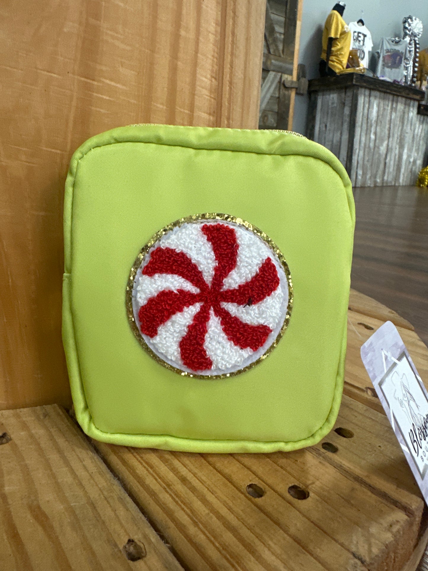 Nylon Christmas Patch Makeup Coin Bag