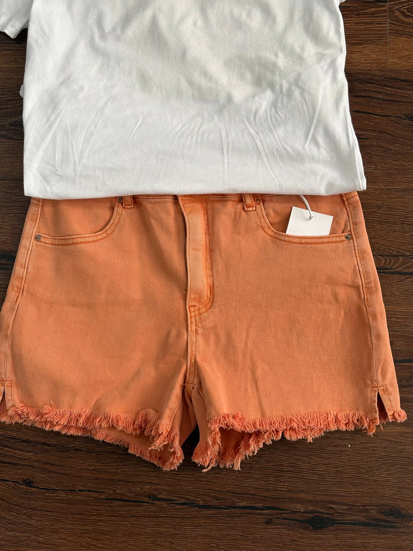 Orange Denim Shorts