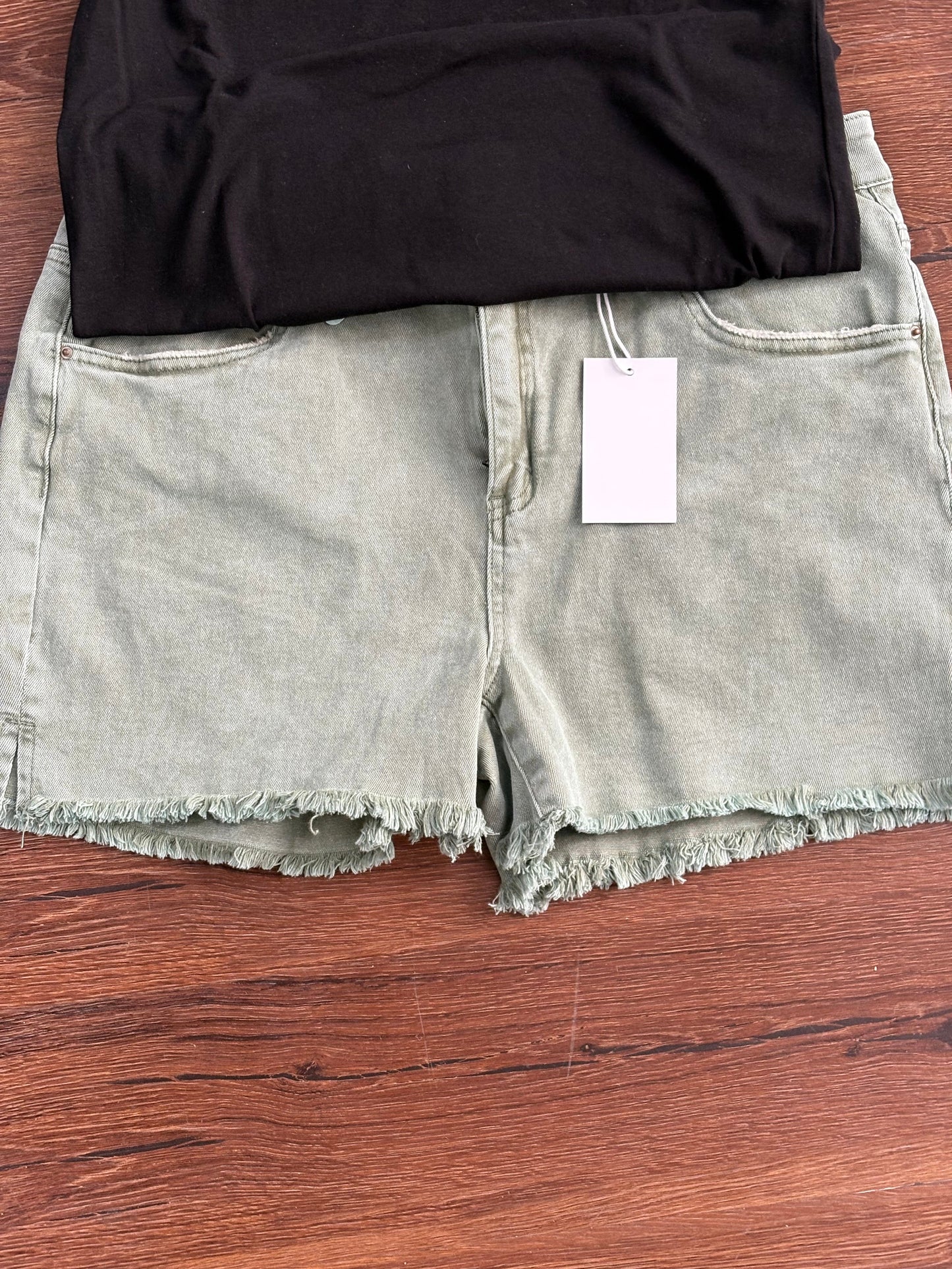 Olive Denim Shorts