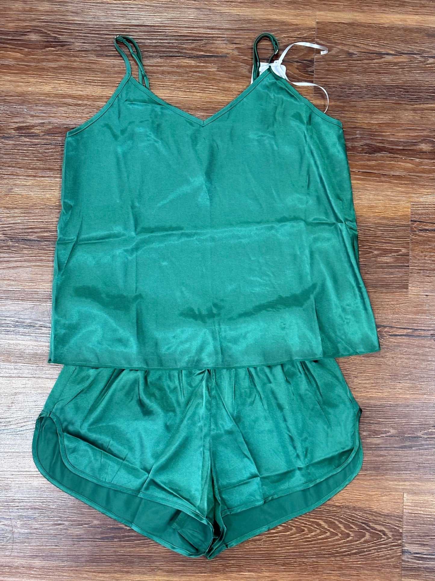 Green Satin Cami & Short PJ 2pcs Set