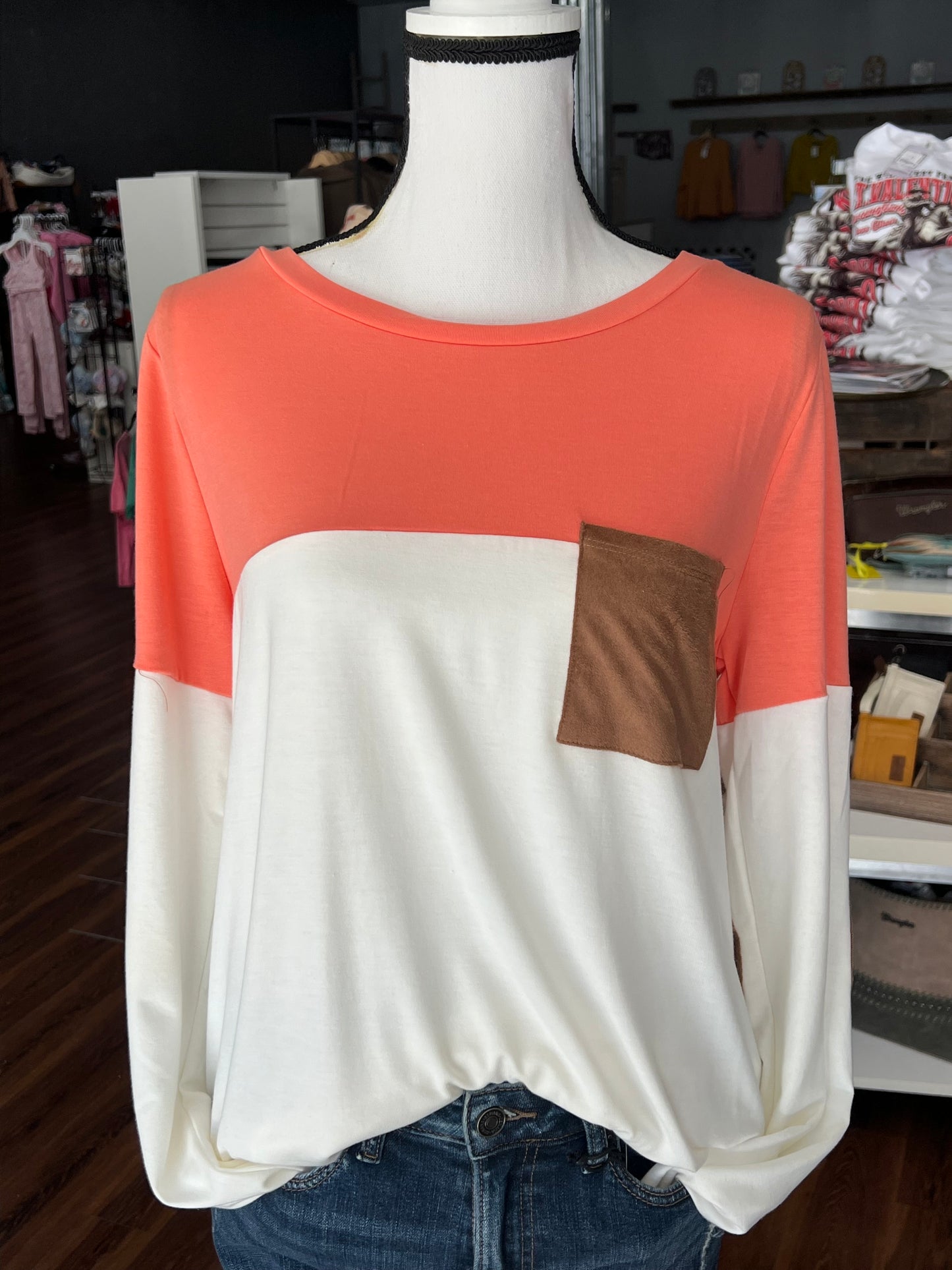 Coral Pocket Long Sleeve