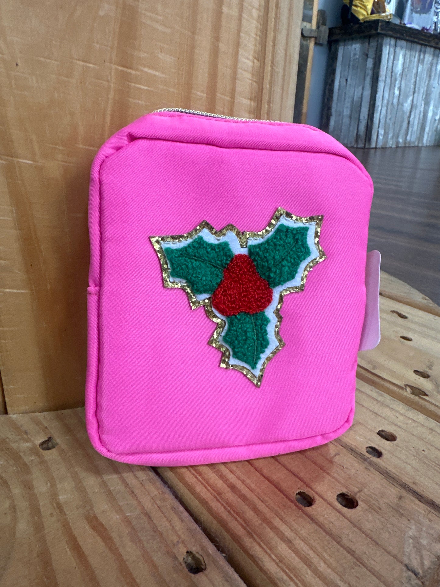 Nylon Christmas Patch Makeup Coin Bag