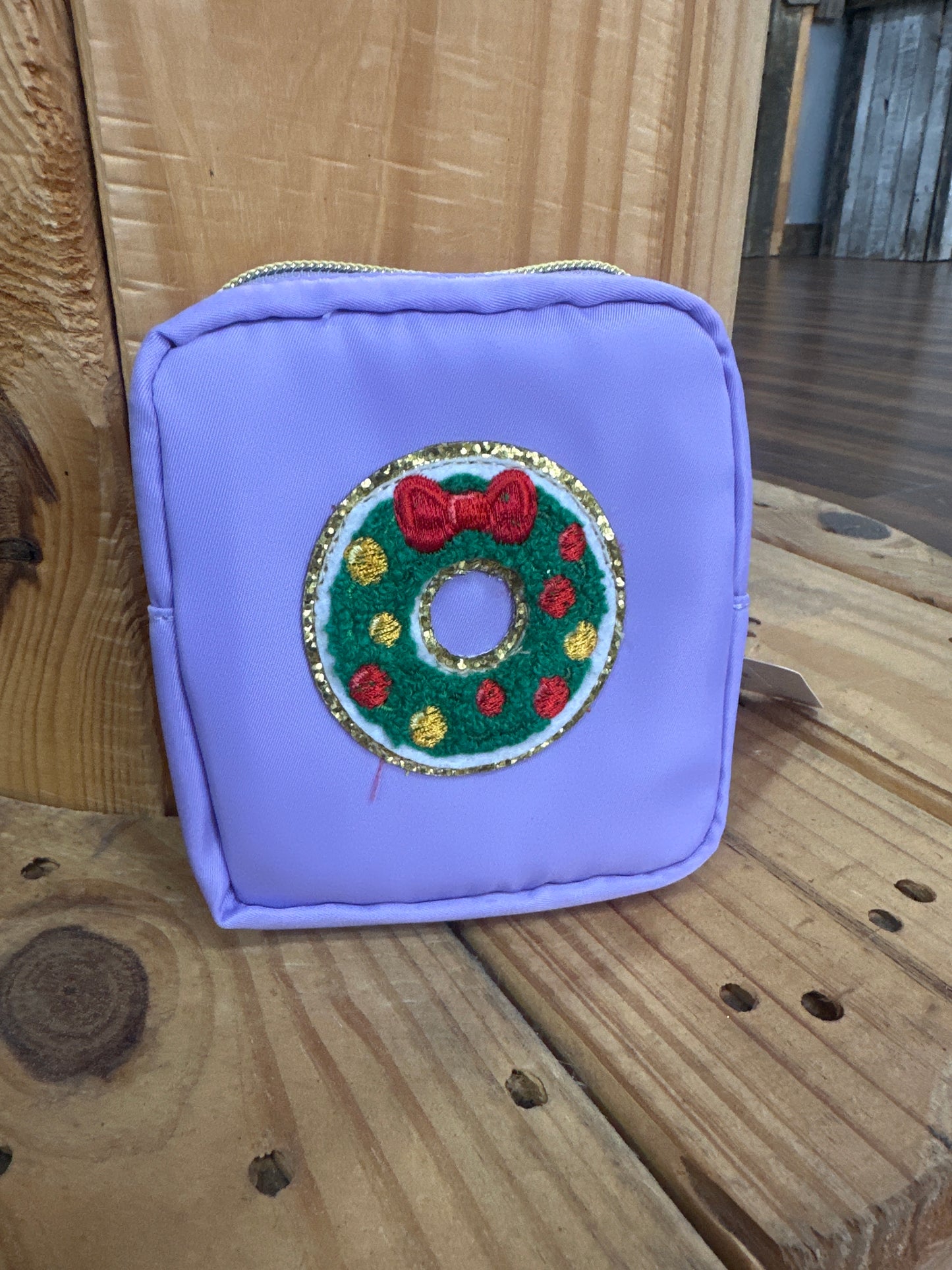 Nylon Christmas Patch Makeup Coin Bag