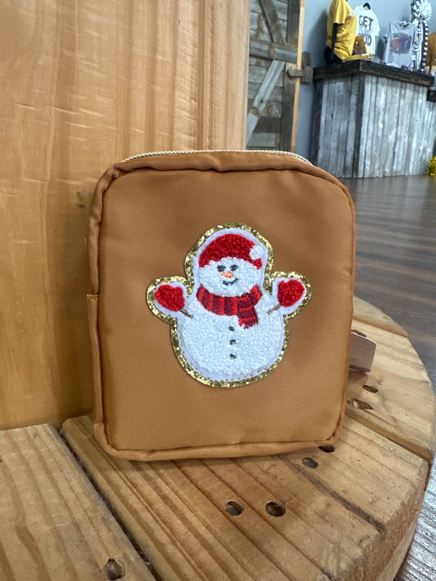 Nylon Christmas Patch Makeup Coin Bag