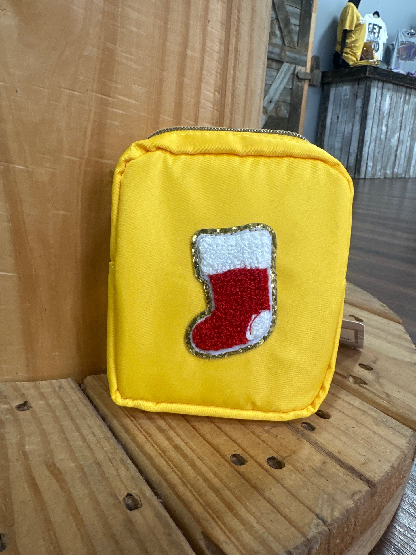 Nylon Christmas Patch Makeup Coin Bag